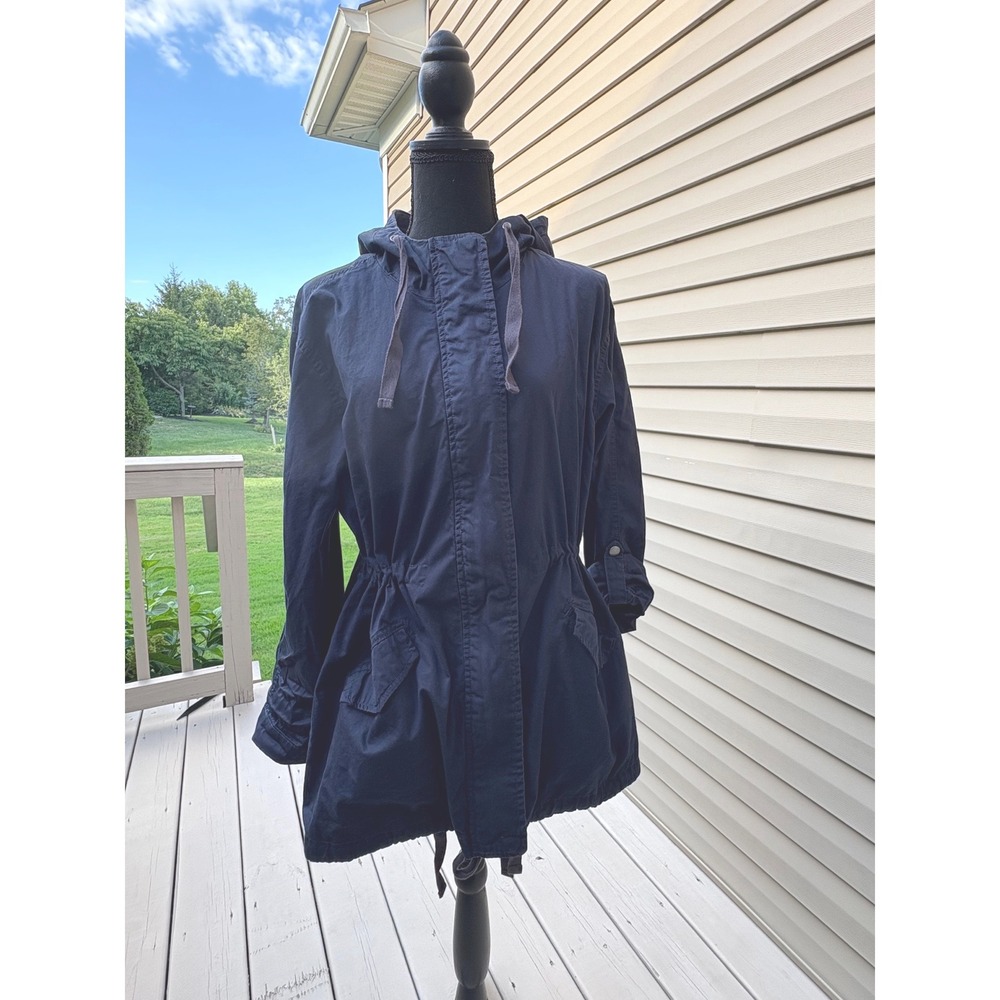 Sebby Collection Navy Blue Hooded Utility Jacket Style‎ ST7597 Size L - Picture 3 of 10